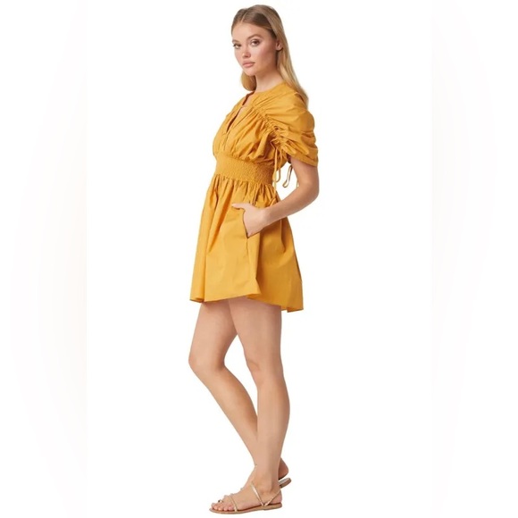 🆕 MISA LOS ANGELES | CAMILA SHIRRED PUFF SLEEVE DRAWSTRING MINI DRESS | SIZE:XS - Picture 2 of 9